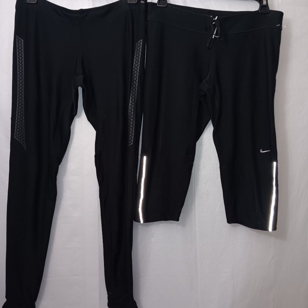 NIKE RUNNING DRI FIT WOMEN'S MIXED 2PC ACTIVEWEAR LEGGINGS & CAPRIS - Picture 1 of 16